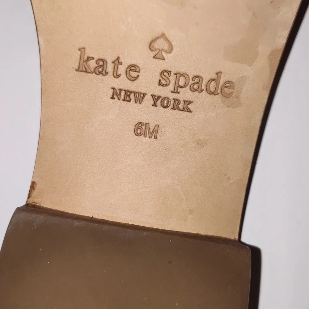 KATE SPADE NEW YORK  Women's Gold Leather Brie Slide Sandals Size 6